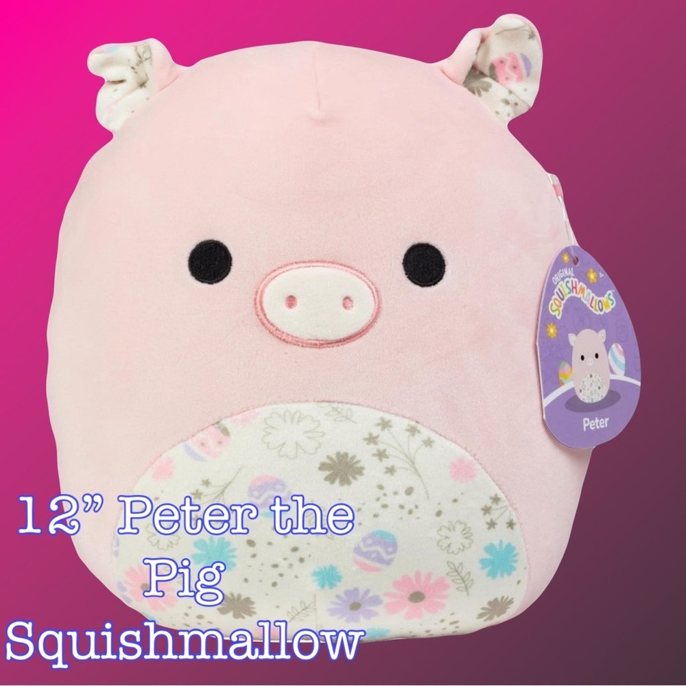 Squishmallows Pink and White Stuffed Pig Plush 12” NWT